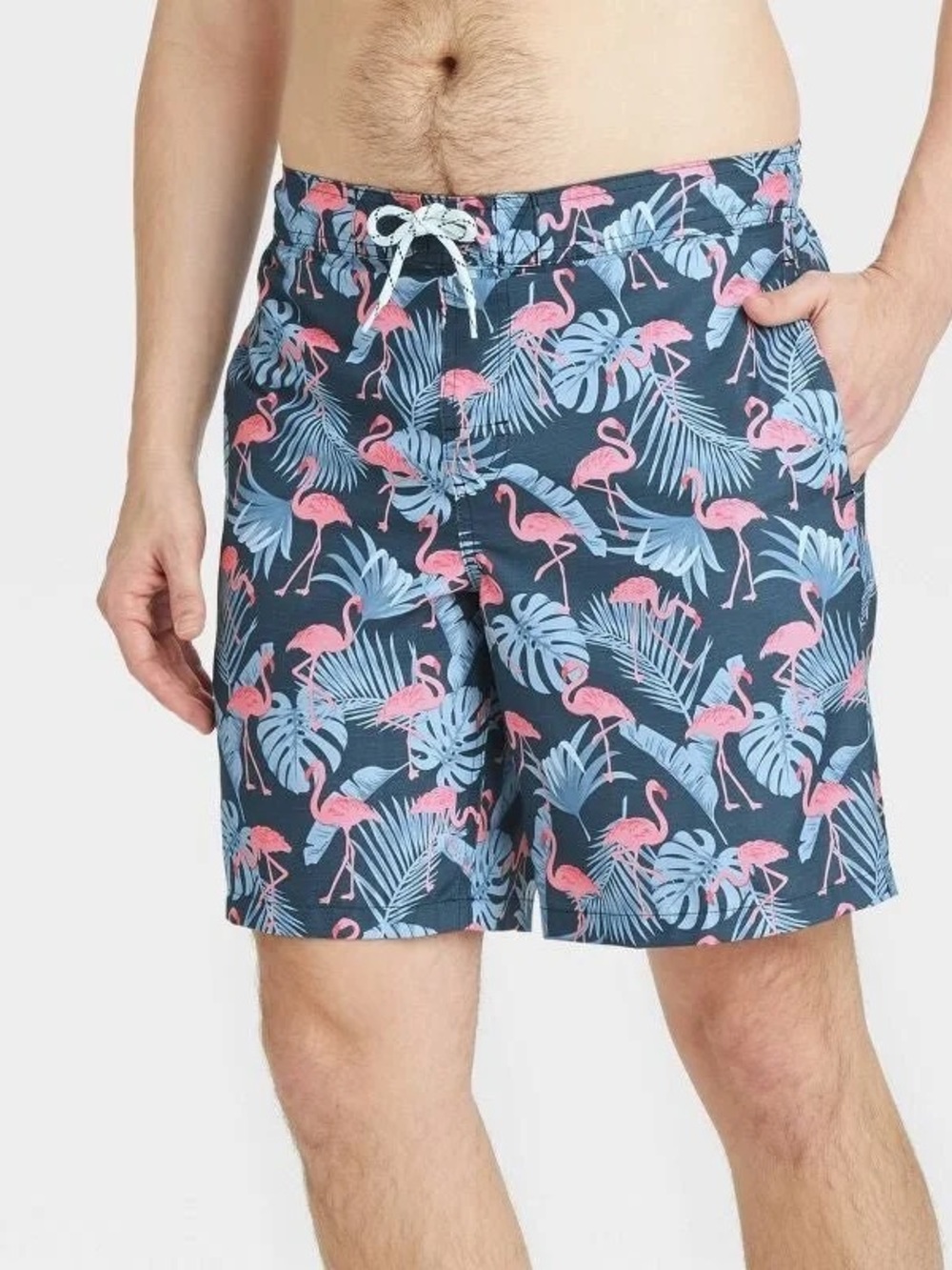 NWT Men’s 9" Flamingo Board Shorts - Goodfellow & Co, Size Medium (M) UPF 50+